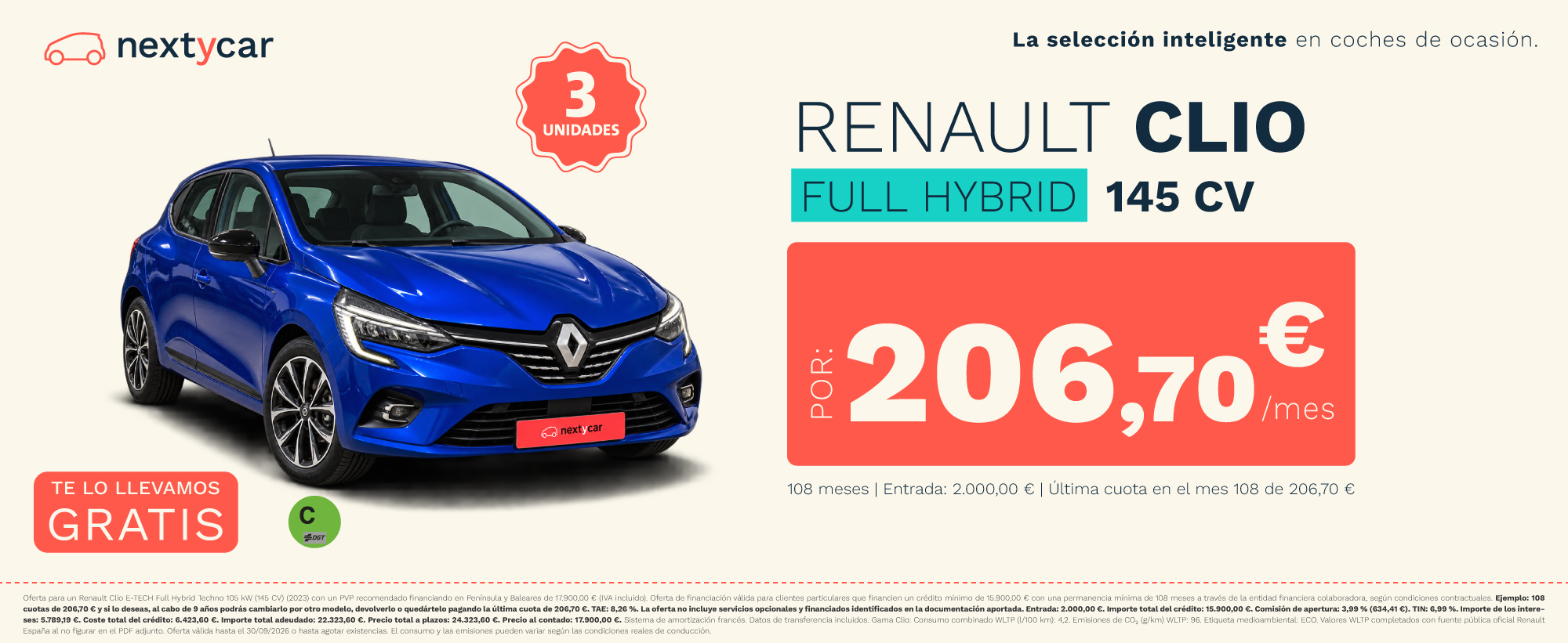 Renault CLIO Full hybrid por 206,70€