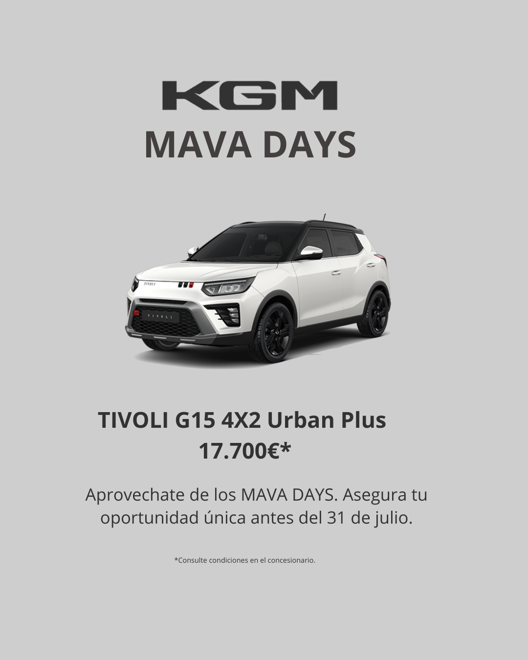 MAVA DAYS en KGM: Estrena tu vehículo al mejor precio