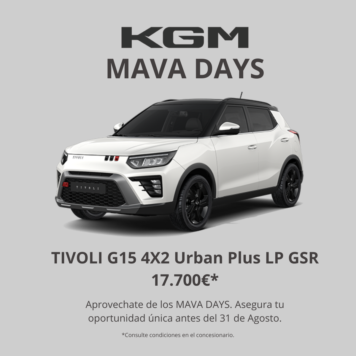 MAVA DAYS en KGM: Estrena tu vehículo al mejor precio